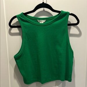 H&M Kelly Green Ribbed Cropped Tank